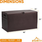 125 Gallon Resin Deck Box, Weatherproof Outdoor Storage Box for Patio, Garden, Pool, and Yard, Lockable Waterproof Bin for Tools, Cushions, and Accessories, Brown