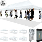 HOTEEL 10x30 Pop up Canopy Tent for Parties, Heavy Duty Easy Setup Tent with 8 Sidewalls, Outdoor Commercial Instant Gazebo for Wedding Event, with Portable Bag & Sand Bags, White(Hexagonal Frame)