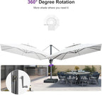 PURPLE LEAF 12 Feet Sunbrella Cantilever Umbrella Outdoor Square Double Top Large Offset Hanging 360° Rotation Heavy Duty Umbrella for Garden Patio Deck Pool Backyard Canvas Natural