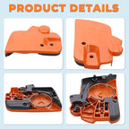 440 Chain Brake Assembly Side Clutch Cover for Husqvarna 440 Chainsaw, Husky 440e II Chainsaw Clutch Cover with Brake Assy & Bar Nuts Buckle Clips Kit,Clutch Cover Chain Saw Parts 501388203