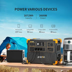 PECRON Two E3600LFP Portable Power Station with 240V Double Voltage Hub, 3072Wh Solar Generator with 4x300W Solar Panels included, 3600W LiFePO5 Battery Backup for Home Use, RV, Camping