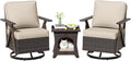 Outdoor Swivel Rocker Chairs, 3 Pieces Wicker Swivel Patio Chair with Rattan Side Table, Patio Furniture Set for Outside Porch Deck