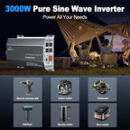 3000 Watt Pure Sine Wave Inverter 12v DC to 110v 120v AC Converter,6000W Peak Power Inverter with 4 AC Outlets,USB Port,Type-C,Remote Control LCD Display for Truck, RV, Vehicles, Solar Off-Grid