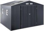 WACASA Metal Shed 10x10 with Floor Kit Sheds Outdoor Storage, Natural Lighting Tool Sheds with Translucent Roof Panels, Windows, Lockable Doors, Ideal for Garden, Backyard, and Patio