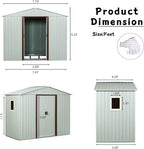 4x8 FT Outdoor Storage Shed, Metal Garden Shed with Frame Floor, Outside Tool Shed with Window, Waterproof Storage Building with Lockable Sliding Doors & Sloped Roof for Backyard, Patio, White