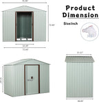 6x5 FT Outdoor Storage Shed, Metal Garden Shed with Frame Floor, Outside Tool Shed with Lockable Sliding Doors, Waterproof Storage Building with Sloped Roof for Backyard, Patio, Lawn, White