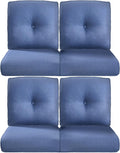 Pop 22x25/22x24 Outdoor Chair Cushions Set of 4 - Heavy Duty High Back Replacement Zippered Cushion for Patio Furniture Dining Rocking Chairs Loveseat L-Shape Sofa - Navy Blue/Button
