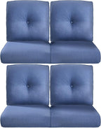 Pop 22x25/22x24 Outdoor Chair Cushions Set of 4 - Heavy Duty High Back Replacement Zippered Cushion for Patio Furniture Dining Rocking Chairs Loveseat L-Shape Sofa - Navy Blue/Button