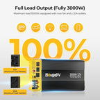 BougeRV 3000W Pure Sine Wave Inverter, Convert 12V DC to 120V/110V AC, Fully 3000W Output, Built-in BT for BougeRV APP, Wired Remote Controller, Off-Grid Solar System, RV, Home Backup Power