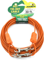 30FT Tie-Out Cables for Dogs - Strong, Safe, and Durable Dog Tie-Outs for Small Dogs up to 35 Pounds - Weather and Wear Resistant Galvanized Aircraft Cable for Outside Use