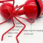 Metal Yard Art Garden Decorative Cute Ant Outdoor Wall Sculptures - Set of 4 Red
