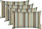 RSH DECOR: Sunbrella Lumbar Throw Pillows Set of 4 | 20" x 12" | Water and Fade-Resistant Performance Fabric | Outdoor Pillow Covers with Down-Alternative Inserts | Brannon Whisper