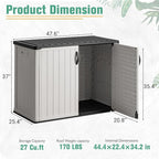 Greesum Outdoor Horizontal Storage Sheds 27 Cu.ft Resin Large Storaged Box Weather Resistance, Without Shelf, Easy to Assemble, Prefect for Garden, Patios, Backyards, White