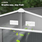 Outsunny 11' x 9' Outdoor Storage Shed, Garden Tool Metal Shed with Foundation Kit, Double Lockable Door, Air Vents and Sloping Roof, for Backyard, Patio, Lawn, Gray