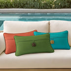 Outdoor Decorative Pillows with Coconut Button Pack of 4, 20" x 12" Outdoor Pillow Set for Couch Bed Throw Patio Sofa, Coral Red