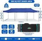 COBIZI 10x30 Pop up Canopy Tent 10x30 Canopy No Sidewall Waterproof Heavy Duty Commercial for Parties Outdoor Garden Gazebo Tent, Carry Bag with Wheel(10x30ft No Sidewalls, Dark Blue)