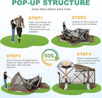COBIZI 12x12 pop up Gazebo on Clearance Screen Tent for Camping,Scalable Sesign Outdoor Canopy Tent with Extension Support Poles & sidewalls,with Portable Carrying Bag and Ground Stakes,Brown
