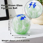 Decorative Crystal Ball Figurines Coral Fish Paperweight Blown Glass Decor Sea Art Ocean Lovers Gift Green 3.15"
