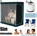 Sauna,2 Person Portable Steamer Sauna Set,Foldable Wet Sauna Tent Set with 2.5L 1500W Steamer,Full Size Home Sauna,with Folding Chair,Remote Control,Blue