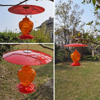 13" Glass Rain Guard for Bird Feeder Outdoors - Baffle on Shepherd Pole or S Hook Hanging - Large Weather Guard Protective Dome - Red (Dia. 33CM)