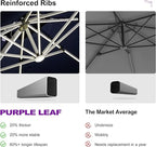 PURPLE LEAF 12 Ft Double Top Patio Cantilever Umbrella Outdoor Solar Powered LED Square Offset Large Garden Umbrella, Navy Blue