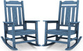 SERWALL Oversized Rocking Chair Set of 2 Outdoor, HDPE Outdoor Rocking Chair Set of 2, Blue