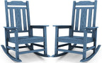 SERWALL Oversized Rocking Chair Set of 2 Outdoor, HDPE Outdoor Rocking Chair Set of 2, Blue