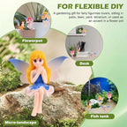 2 Pcs Enchanting Small Fairy Figurines with Fly Wings - Miniature Fairy Garden Accessories for DIY Gardens, Birthday Cake Toppers, Flower Pot Decor, Home & Car Decoration, Mini Pond Bridge Ornaments.