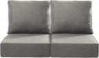 Luxury 22x24/22x25 6-Inch Outdoor Seat Cushions - Set of 2 Water Resistant Patio Chair Comfortable Cushion for Rattan Dining Rocker Glider Chairs Loveseat Couch Sectional Sofa - Grey