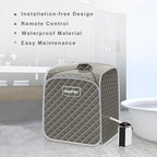 Giantex Portable Sauna, Sauna Box 3L Steam Box Remote Control, 9 Adjustable Temperature & Timer, Foot Roller, Mat & Foldable Chair, Steam Sauna for Single Person, Personal Sauna Tent for Home, Gray