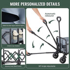 40'' Extra Long Collapsible Wagons Carts Foldable, 360LBS Foldable Wagon Cart with Wheels, Heavy Duty Portable Utility Wagon for Grocery, Shopping, Sports Garden & Camping - Gray