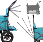 Collapsible Wagon Cart with Quick-Release Wheels & 2 Seats - Heavy-Duty Utility Wagon 265LBS Capacity for Camping, Garden, Shopping Folding Wagon (Turquoise)
