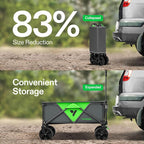 VIVOSUN Collapsible Folding Wagon, Outdoor Utility with Silent Universal Wheels, Cup Holders & Side Pockets, Adjustable Handle, for Camping, Garden, Sports, Picnic, Shopping, 220LBS, Grey & Green