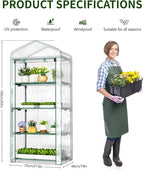 SUNYRISY Indoor Greenhouse with Grow Lights 4 Tier Plant Stand Shelf, Mini Small Greenhouse Kit with Zippered PVC Tent for Indoor Garden Seed Starting Tray, 36W Full Spectrum