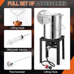 Outvita 30QT Turkey Fryer & 10QT Fish Fryer Kit w/ 55,000BTU Propane Stove, Aluminum Outdoor Deep Fryer & Seafood Boiler Steamer Gas Boiler, Gifts for Christmas Thanksgiving Day