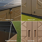 KINYING Larger Outdoor Storage Shed Weather Resistance, Resin Sheds & Outdoor Storage for Garden, Patios, Backyards, 48 Cu.Ft Tool Shed for Garbage Cans, Lawn Mower, Garden Tools,Brown