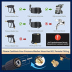 Foam Cannon for Pressure Washer with Dual Connector & Short Spray Gun, 1/4" Quick Connect & M22 Male Inlet, Double Tip, 5 Power Washer Nozzle Tips, 4000 PSI Car Wash Kit (Not Fit Garden Hoses)