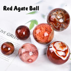 JIC Gem Red Agate Large Crystal Ball 3.5-4 inch(90-100mm) Round Healing Crystals Decorative Sphere with Wooden Stand Meditation Witchcraft Home Decor
