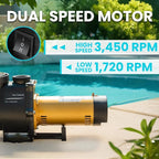 XtremepowerUS 2HP In-Ground Swimming Pool Pump Variable Speed 2" Inlet 230V High Flo w/ Slip-On Fitting