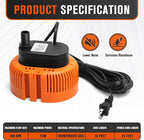 Sump Pump,Pool Cover Pump above Ground,submersible water pump Swimming Water Removal Pumps,for Swimming Pool Basement Garden Pond Tubs Draining,75W,Max Flow:850GPH,3 Adapters,25 Ft Power Cord (Orange)