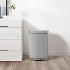 EKO Hudson Matte Stainless 50 Liter/13.2 Gallon Step Trash Can with Rear Trash Bag Storage Compartment