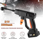 Cordless Pressure Washer with Collapsible Bucket, 300PSI Portable Electric Powered Washer, 6-in-1 Nozzle Car Battery Powered Pressure Washer Handheld for Car/Fence/Garden/Floor/Yards Cleaning
