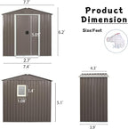 8x4 ft Outdoor Metal Storage Shed with Floor Foundation and Window, Lockable Galvanized Steel Tool Shed with Sliding Door and Air Vent, Waterproof Garden Storage House for Backyard, Patio