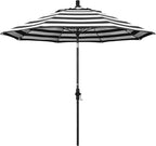 California Umbrella 9' Round Aluminum Pole Fiberglass Rib Market Umbrella, Crank Lift, Collar Tilt, Black Pole, Sunbrella Spectrum Mist