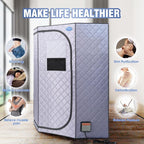Portable Full Size Infrared Sauna for Home,Pentagonal Size Far Infrared Sauna,One Person Sauna Tent with Heating Foot Pad, Portable Chair, (L38 x W38 x H63, Grey)