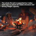 22-Inch Portable Round Metal Fire Pit Set, Durable Wood Burning Fireplace/Firepit with Steel Bowl, Mesh Lid, Poker, and Cover
