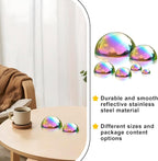 Nerien Gazing Ball, Stainless Steel Garden Mirror Globe, Polished Ornament Sphere, Hollow Floating Reflective Hemisphere, for Home Outdoor Pond Housewarming Swimming Pool Decoration, Gold, 6Pcs Mix