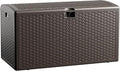 73 Gallon Resin Deck Box, Double Layer Waterproof & Outdoor Indoor Lockable Storage Box for Patio Furniture Cushions Garden Tools (Brown)