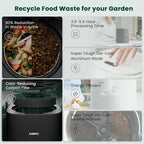 Karfo Electric Composter for Kitchen, Smart Compost Bin Outdoor/Indoor, Odorless Single-Button Auto Operation, Turn Food Waste to Fertilizer for Plants, Food Waste Compost Machine（White）