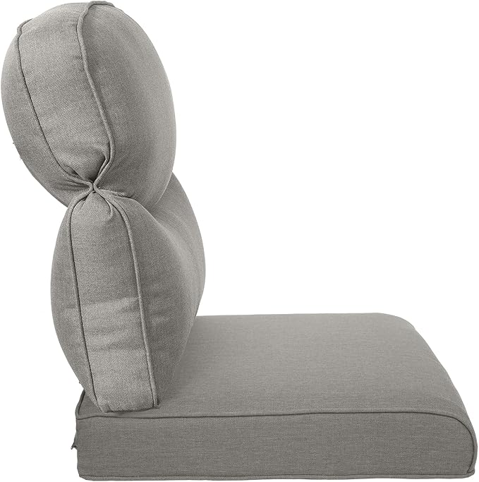 Pop 22x25/22x24 Outdoor Cushions for Patio Couch Chairs Set of 3 - High Back Comfy Outside Seat Cushions for Lawn Wicker Dining Rocker Glider Loveseat 3-Seater Sectional Sofa - Grey/Smile